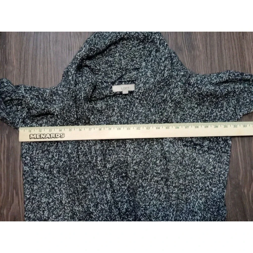 Loft Sweater Womens Size Small Open Front Cardigan Black White Cotton Blend